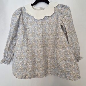 Stitchy Fish Girls Poppy Fields Blouse with Peter Pan Collar and Balloon Sleeves